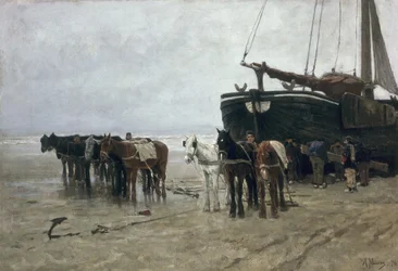 Båt på stranden vid Scheveningen, 1876